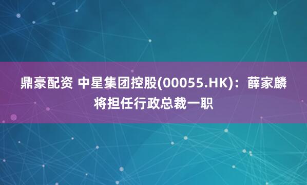 鼎豪配资 中星集团控股(00055.HK)：薛家麟将担任行政总裁一职
